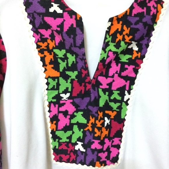 VINTAGE PSYCHEDELIC SHIRT ABSTRACT PRINT HIPPIE GROOVY COLORFUL 60S 70S - Picture 7 of 8